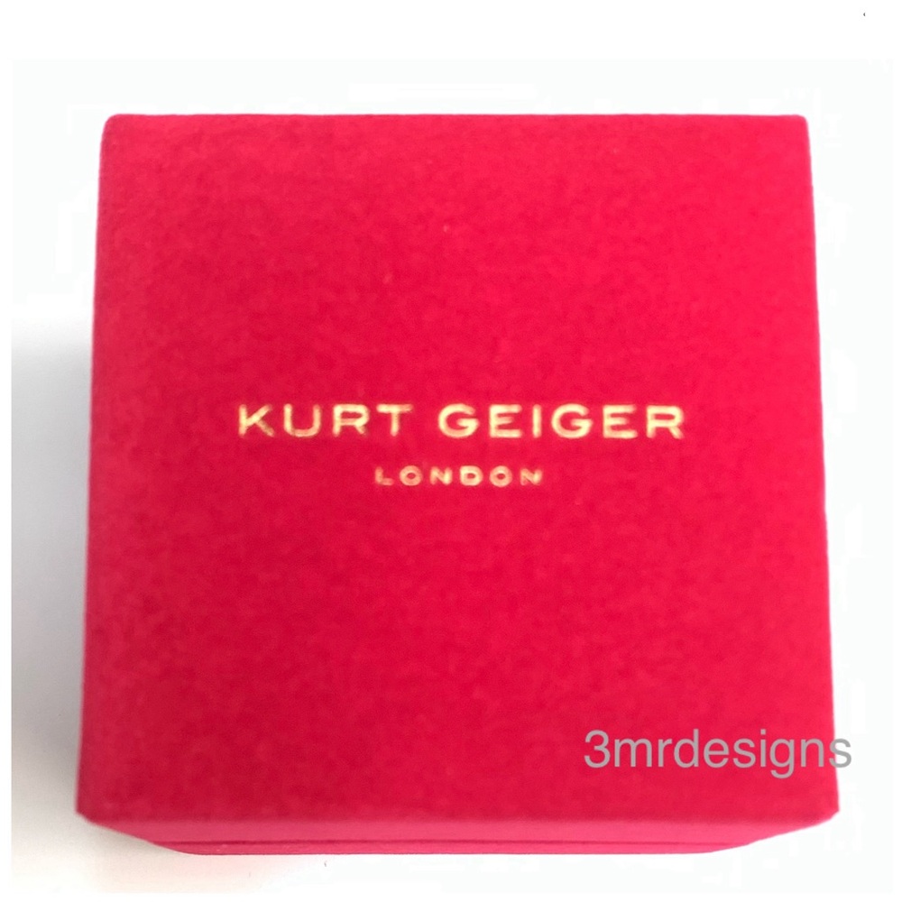 NWT KURT GEIGER LONDON Oval-Cut Gold Tone Turquoise CZ Crystal X-Large Ring - Picture 10 of 12